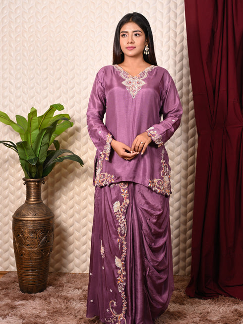 Zardozi Embroidered Kurti Pant Set